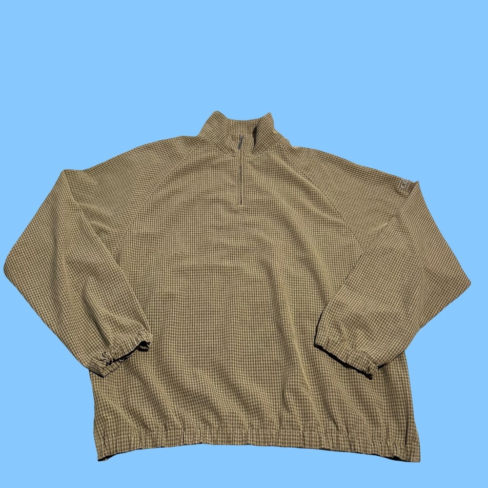 Callaway Golf Nordstrom Mens XXL Quarter Zip Pullover Brown Check Mock Neck
